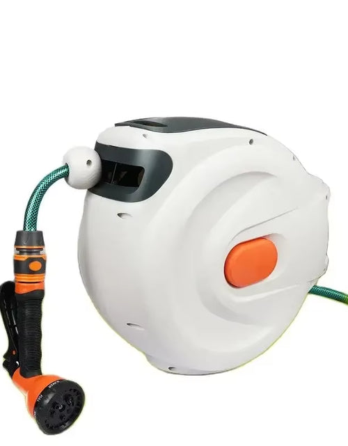 Load image into Gallery viewer, Automatic Rewind Hose Reel: 7-Pattern Nozzle with Slow Return System for Car &amp; Garden

